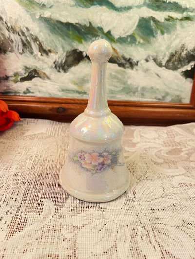 Vintage Iridescent Floral Porcelain Bell