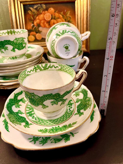 Vintage Green Dragon Fine Bone China Tea Set – 12 Piece England