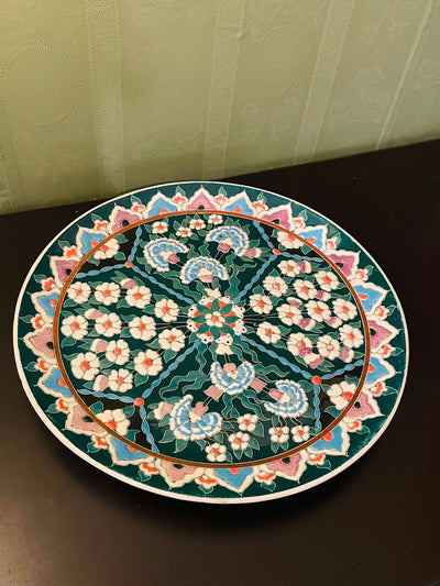 Hand Painted Turkish Kutahya Floral Plate 12 Inch Wall Decor