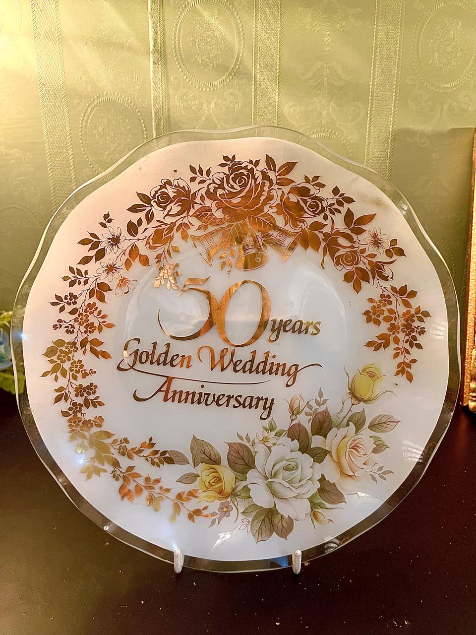 50th Golden Wedding Anniversary Plate 10 Inch