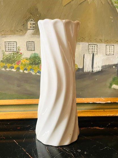 Vintage English Porcelain Vase with Purple Iris Floral Design
