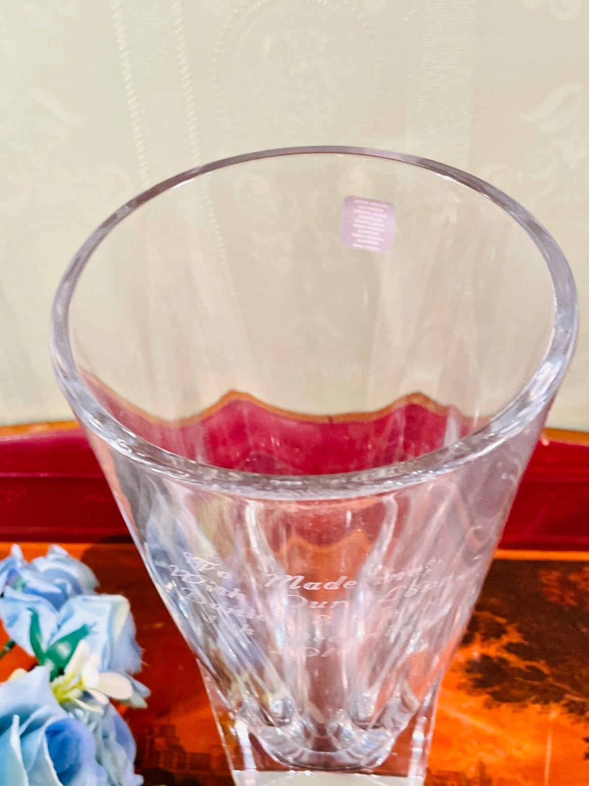 Engraved Clear Crystal Vase – 10 Inch