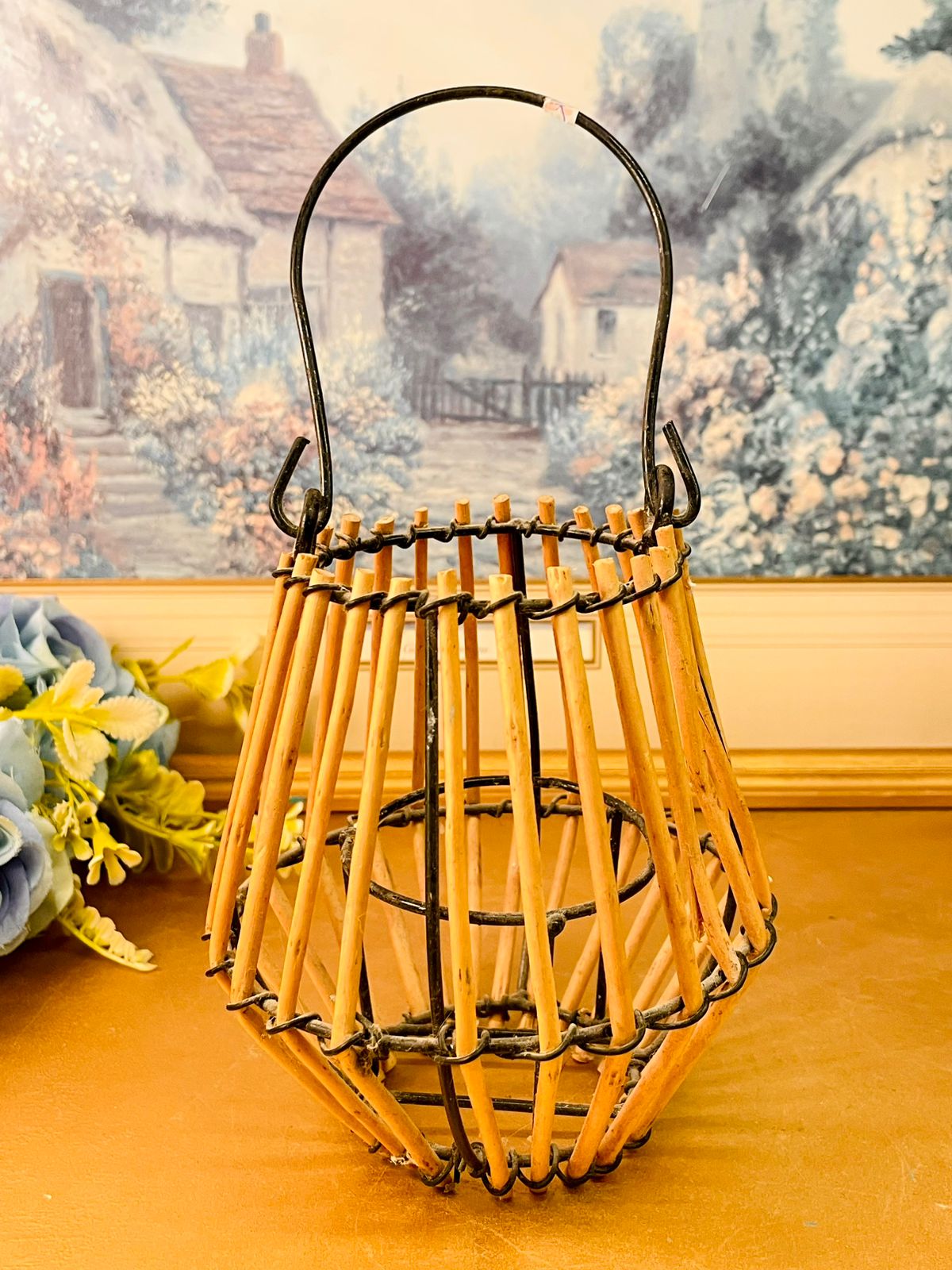 Rustic Wicker Style Candle Holder Lantern