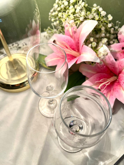 Vintage Clear Crystal Wine Goblets Pair Approx. 18 cm Tall