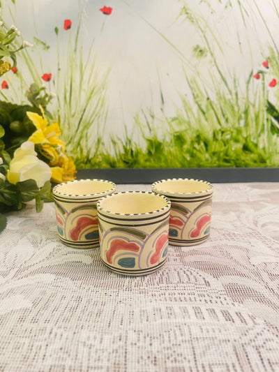 Set of 3 Hand Painted Ceramic Decorative Glass