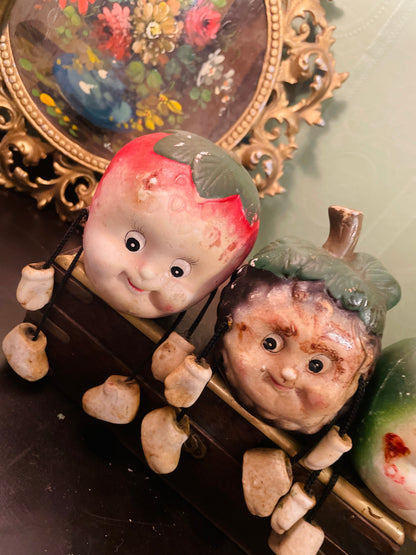 Vintage Fruit Character Shelf Sitter Figurines With Dangling Legs