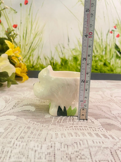 Vintage White Ceramic Dog Egg Cup Holder