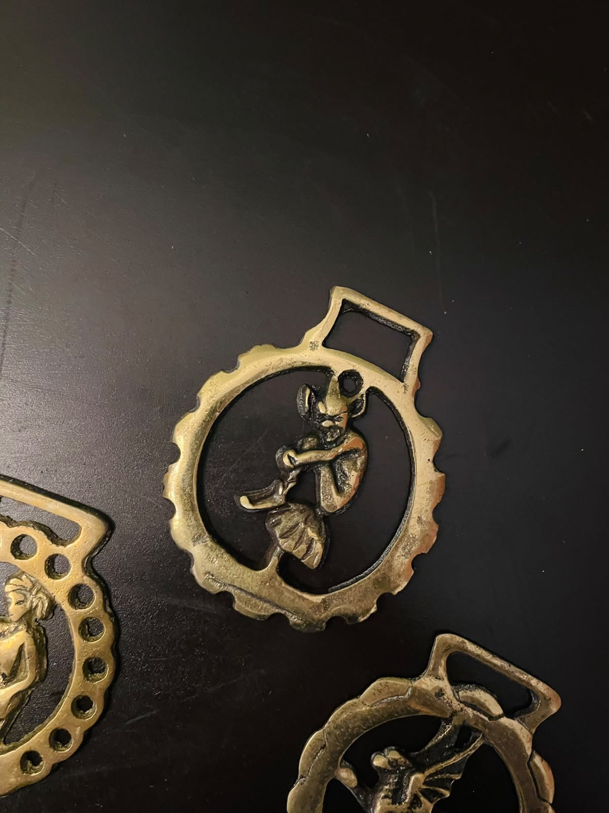 Vintage Brass Zodiac Horse Medallions Set of 3