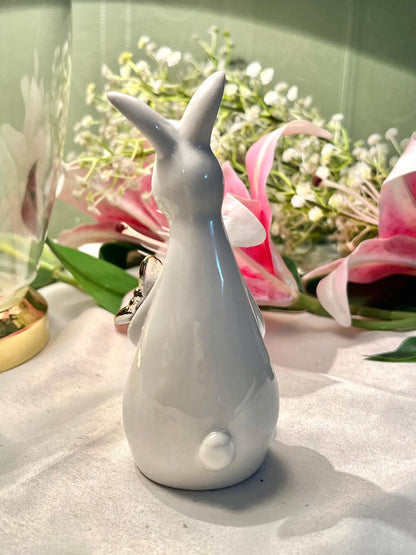 White Rabbit Ceramic Figurine LED Light Gold Butterfly 12cm - 1 Piece