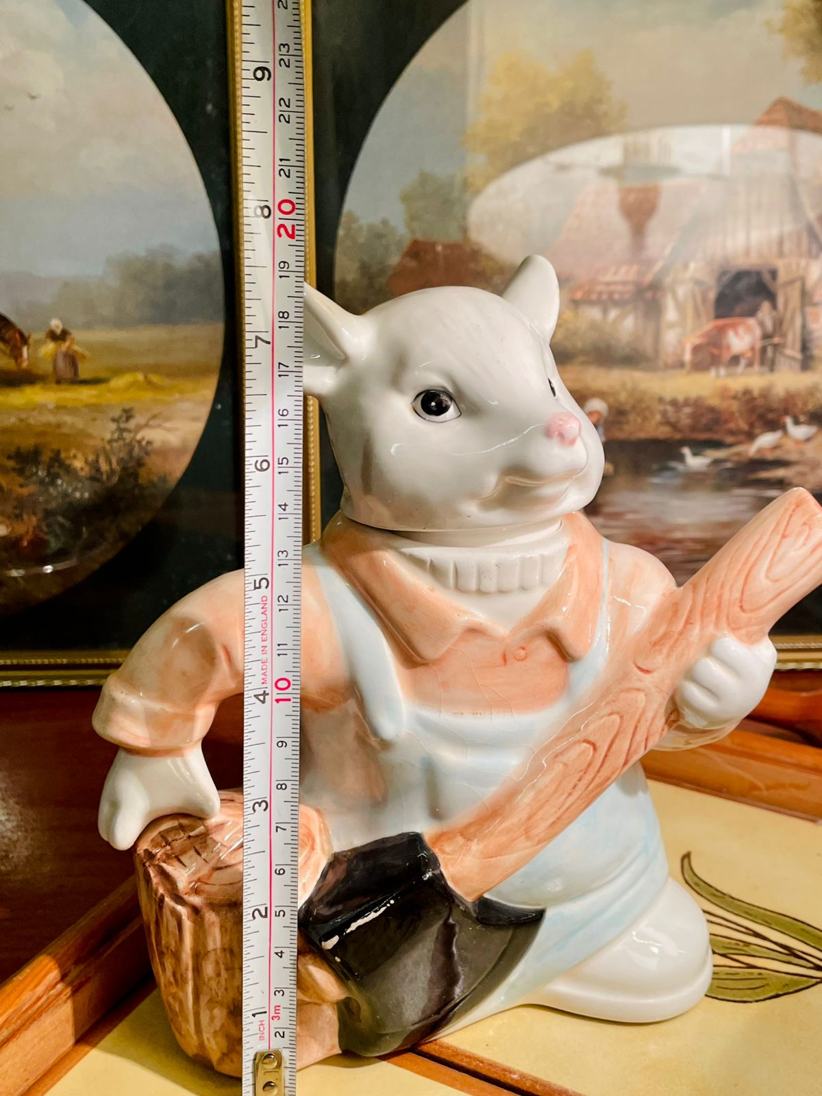 Vintage Mouse Woodcutter Teapot – Farmhouse Cottage Collectible