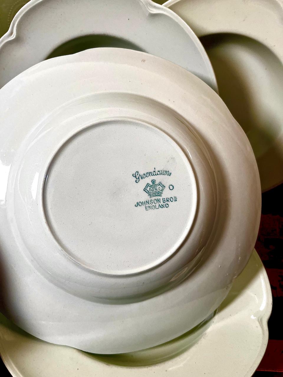 Johnson Bros Greendawn 8.5 Inch Rim Soup Bowls | Made in England | Set of 4