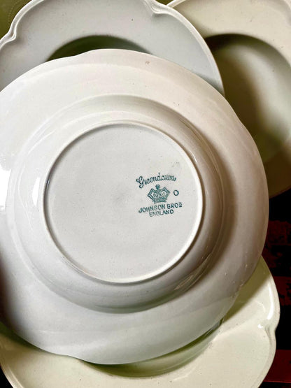 Johnson Bros Greendawn 8.5 Inch Rim Soup Bowls | Made in England | Set of 4