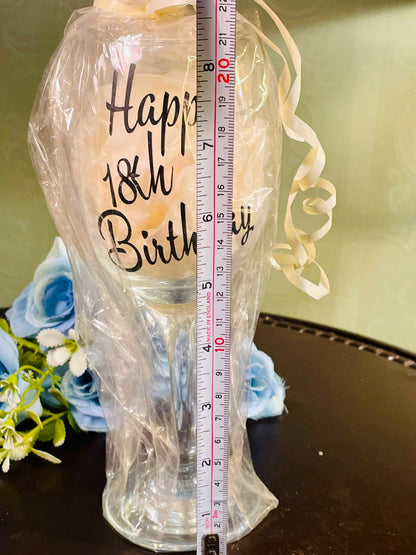 Personalised Crystal LED Candle with Glass Holder 22cm