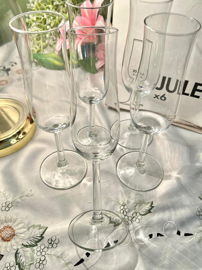 Tall Clear Crystal Champagne Flutes Set of 5 – 9 Inch - with box