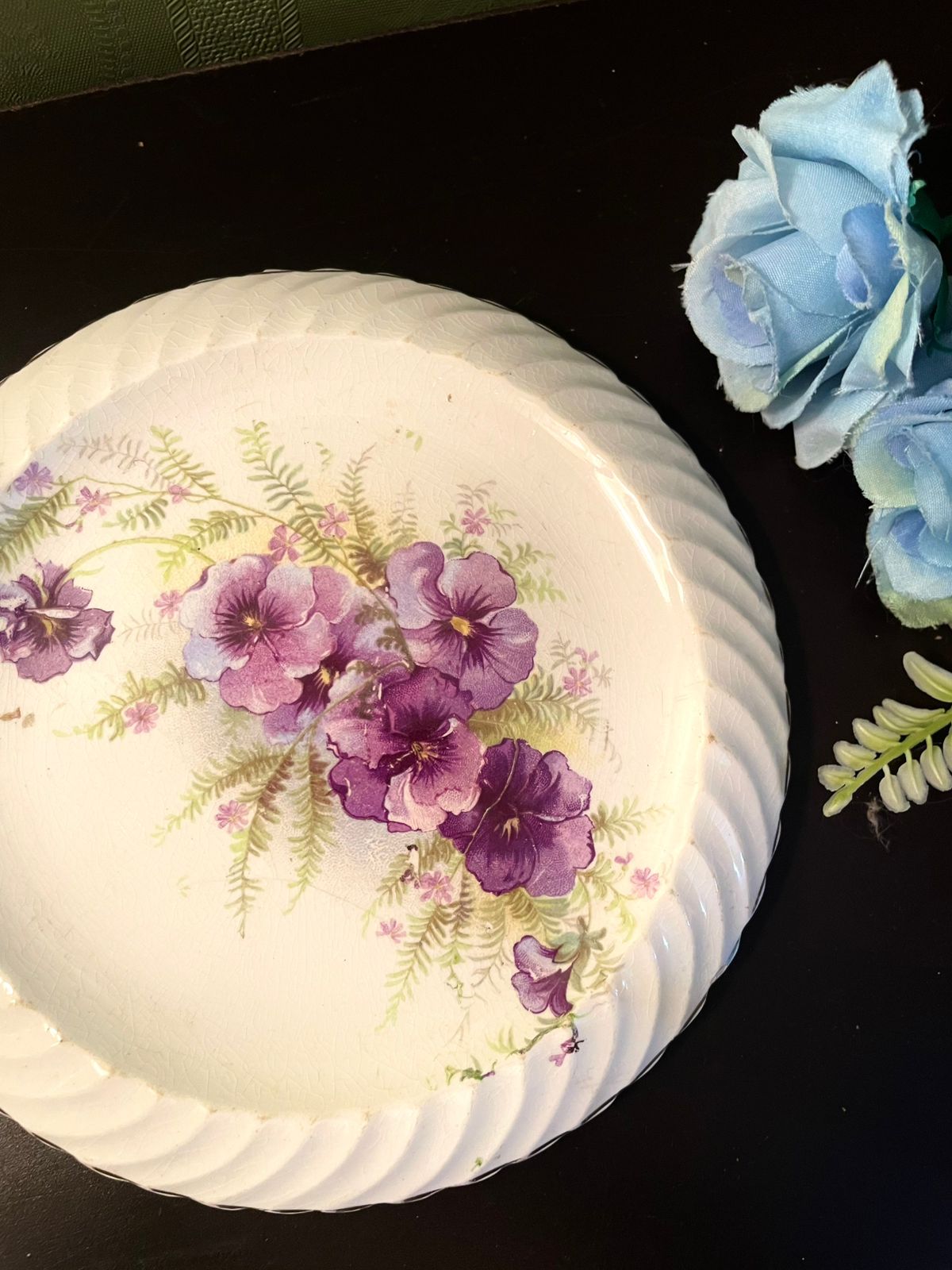 Vintage Floral Ceramic Trivet Coaster 6.5 Inch