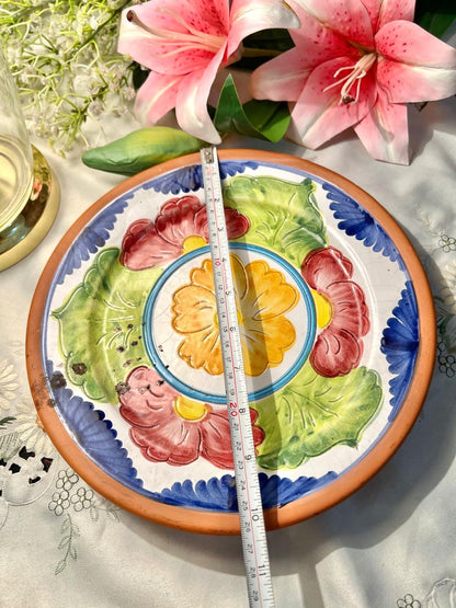 Hand Painted De Cordoba Floral Terracotta Wall Plate – 10 Inch