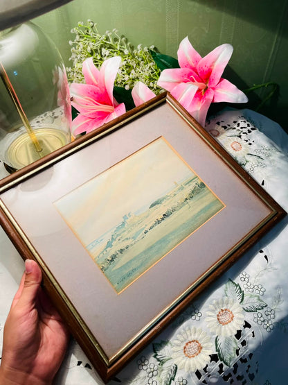 Pastel Countryside Framed Artwork Brown Frame Approx. 33 cm