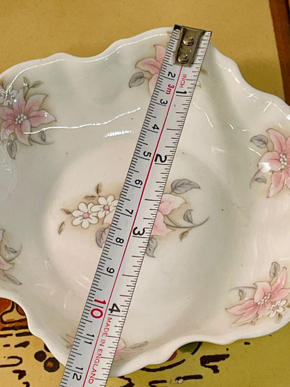 Vintage Floral Bone China Trinket Dish – Mini Jewellery Plate