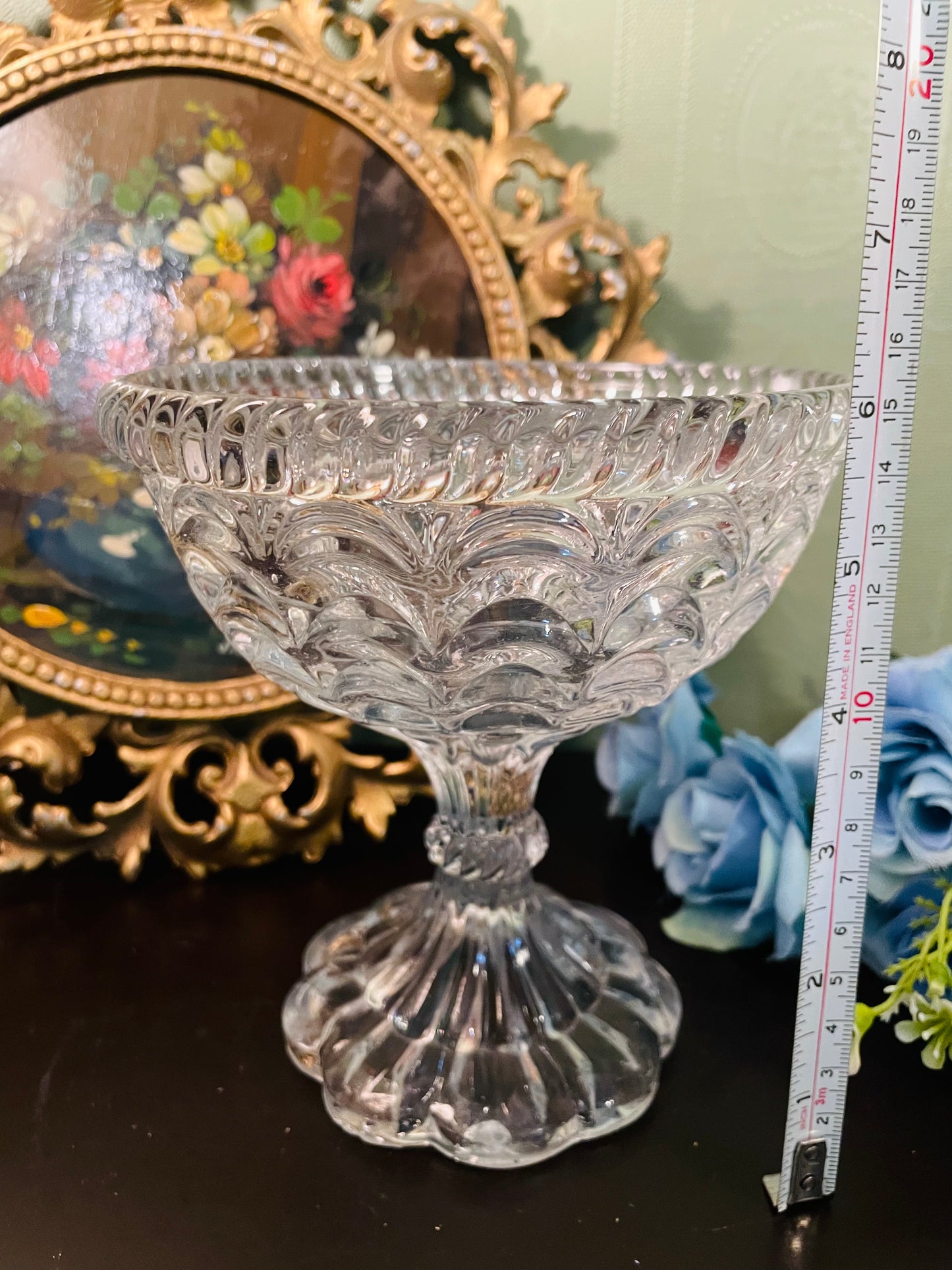 Vintage Crystal Glass Pedestal Bowl