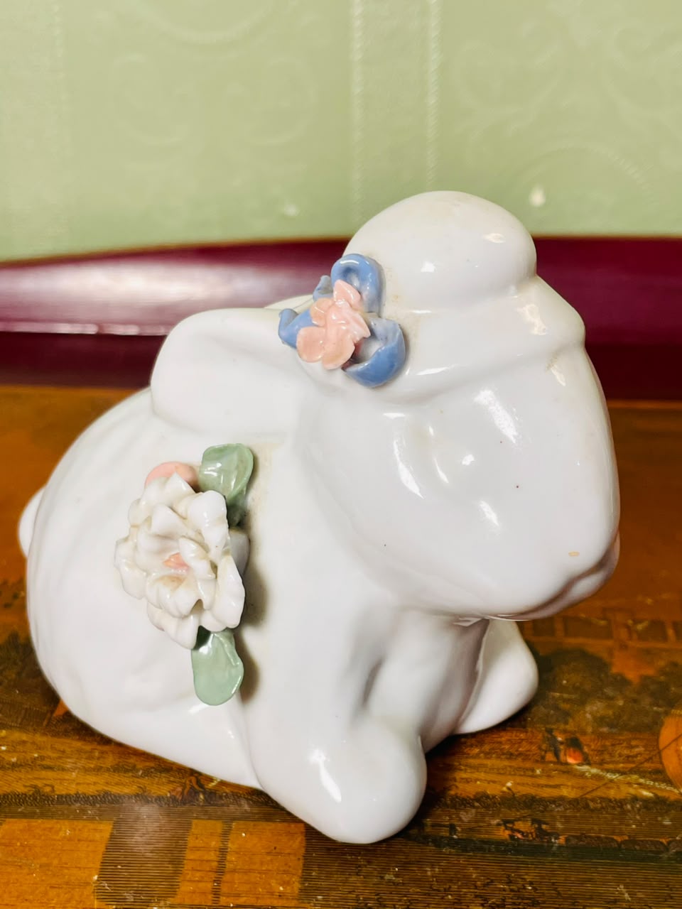 Vintage White Hippo Ceramic Figurine 4 Inch