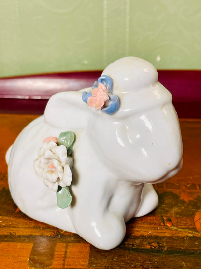 Vintage White Hippo Ceramic Figurine 4 Inch