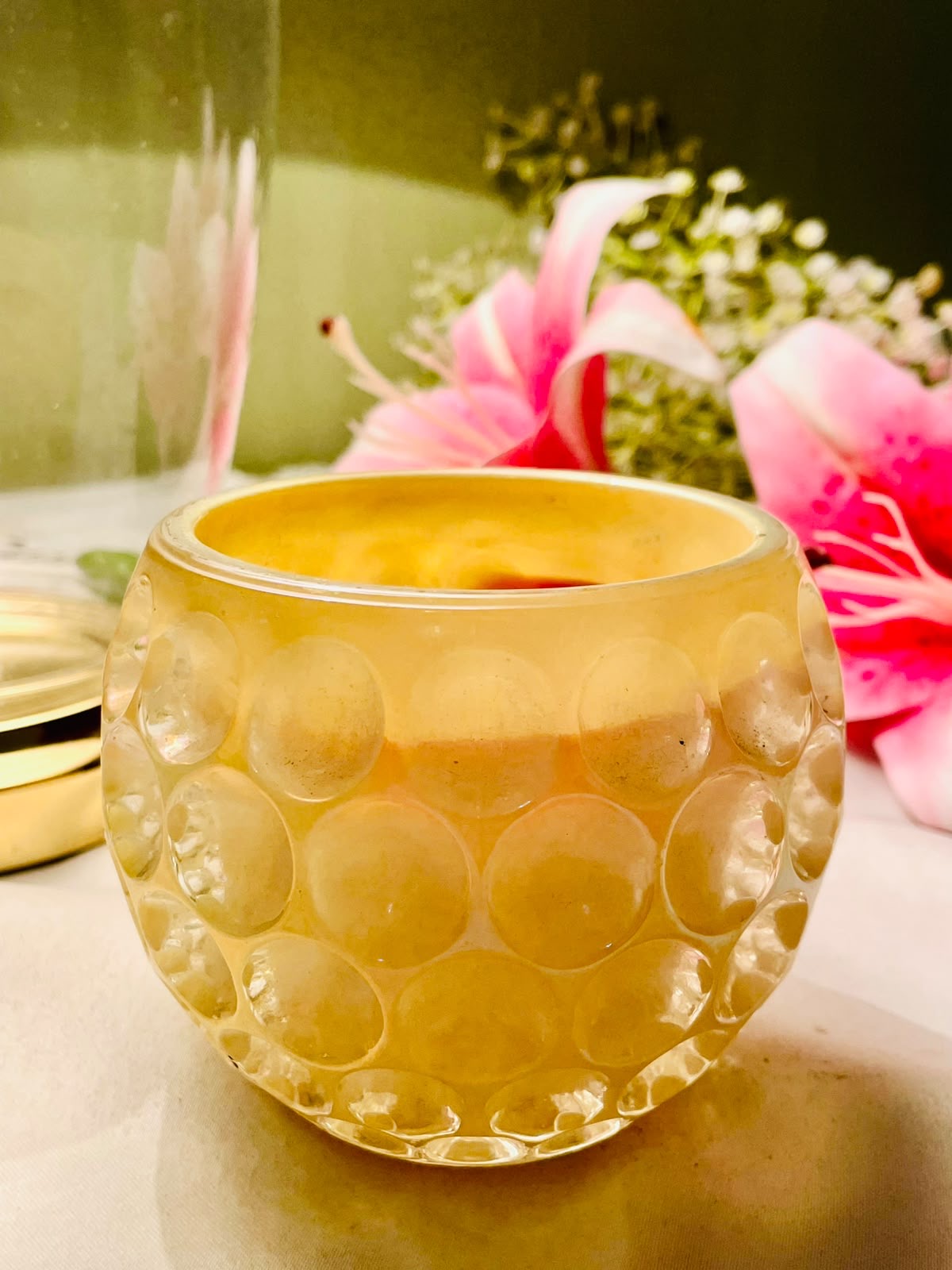 K. Hall Studio Yellow Crystal Bubble Design Scented Candle 10cm