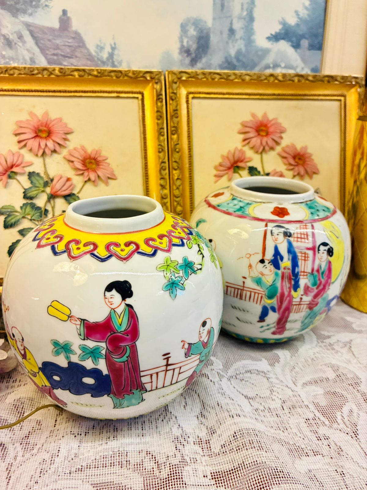 Vintage Porcelain Oriental Vases Pair (3200 each)