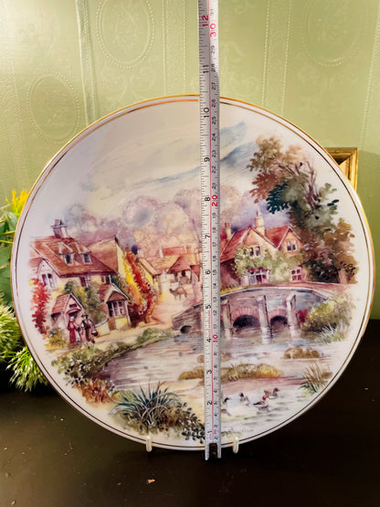 English Village Scene Fine Bone China Plate 10.5 Inch