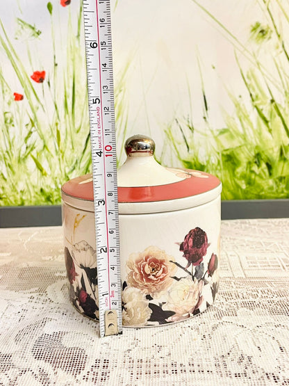 Floral Ceramic Lidded Storage Jar