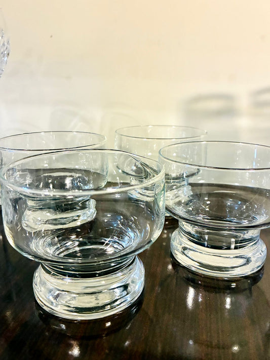 Vintage Round Crystal Glass Bowls – Set of 4