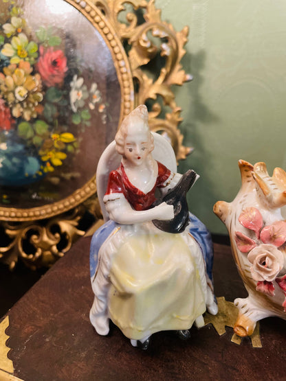 Vintage Porcelain Figurines Collection – Lady & Cherub Ornaments