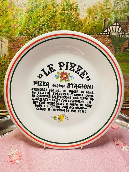 LE PIZZE Serving Plate – Made in Italy – Vintage Retro Ceramic Pizza Platter - Oven Safe