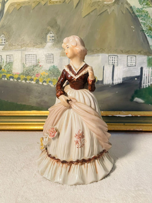 Vintage Porcelain Wind-Up Musical Figurine – Victorian Lady