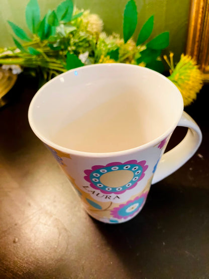 Personalised Laura Floral Ceramic Mug 5 Inch