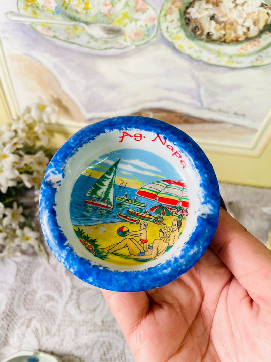 Vintage Ag. Napa Beach Scene Ceramic Ashtray