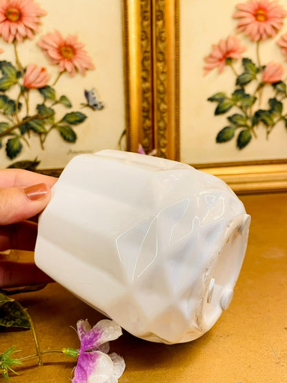 Minimal White Ceramic Planter Geometric Decor Pot
