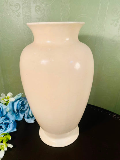 Large Ivory Ceramic Floor Vase – 10 Inch Minimalist Decorative Vase