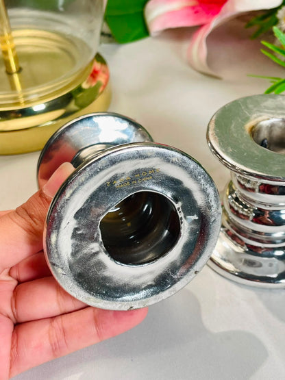 Silver-Tone Candle Holders – 2 Pieces, 8 cm