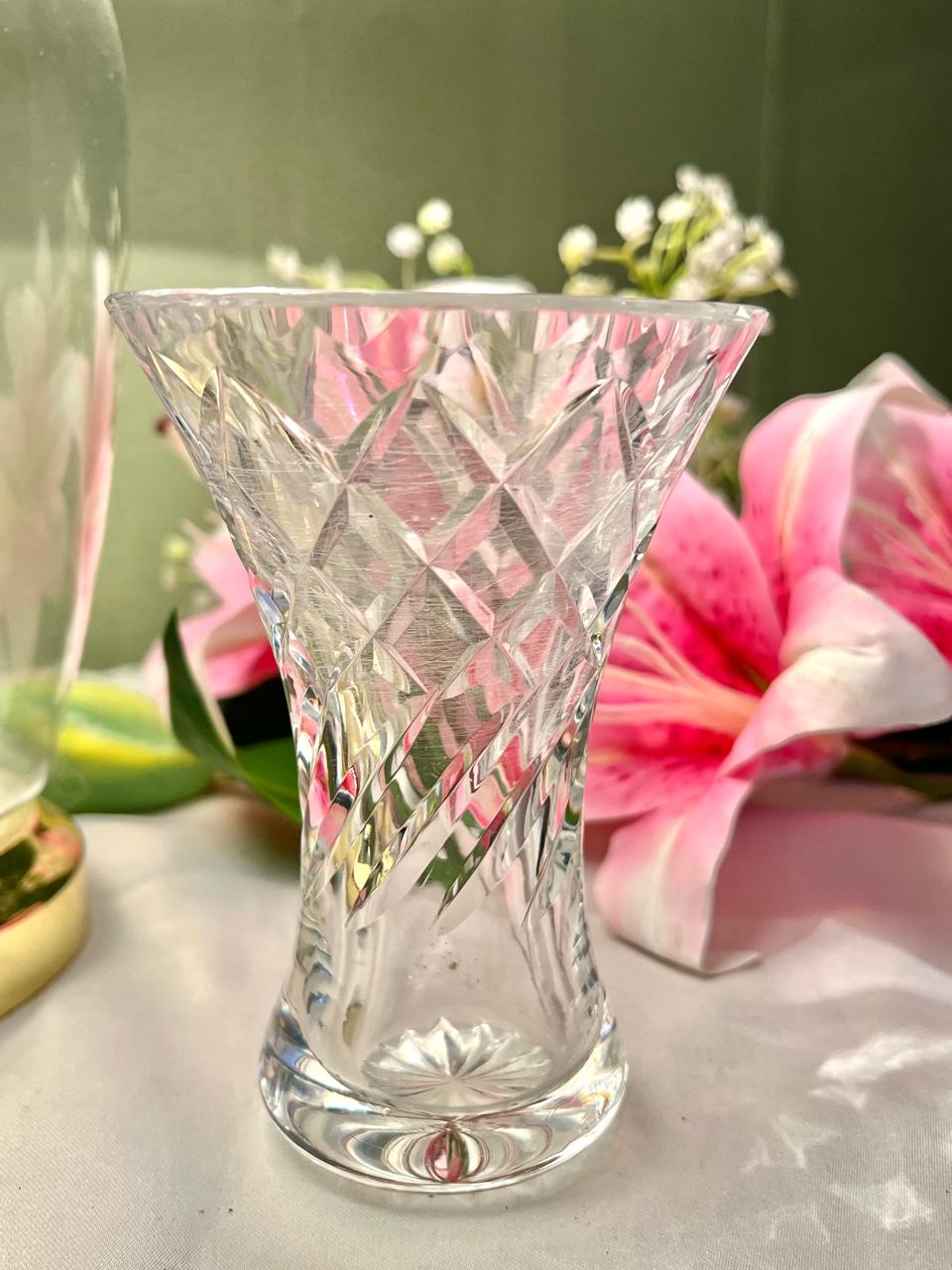 Clear Cut Crystal Flared Vase – Approx. 5 Inch
