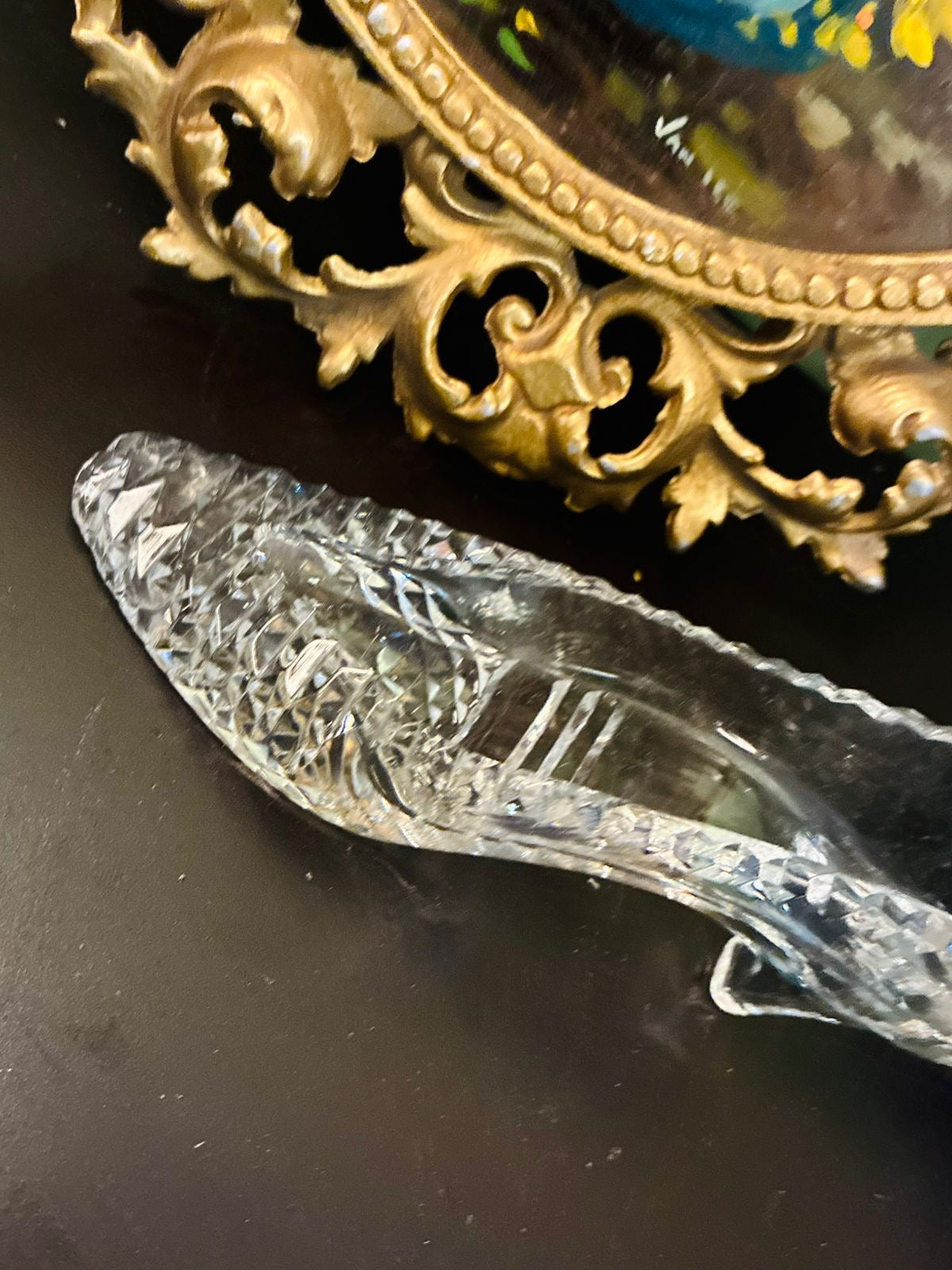 Vintage Crystal High Heel Shoe Trinket Dish