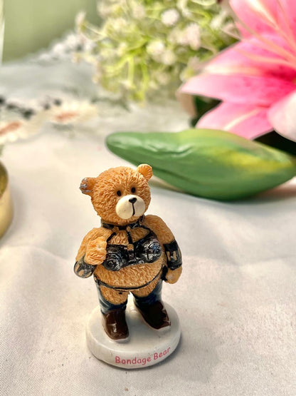 Vintage Bondage Bear Teddy Figurine Black Outfit 6 cm