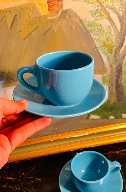 Turquoise Espresso Cup & Saucer Set – Made in Italy – 2 Pieces
