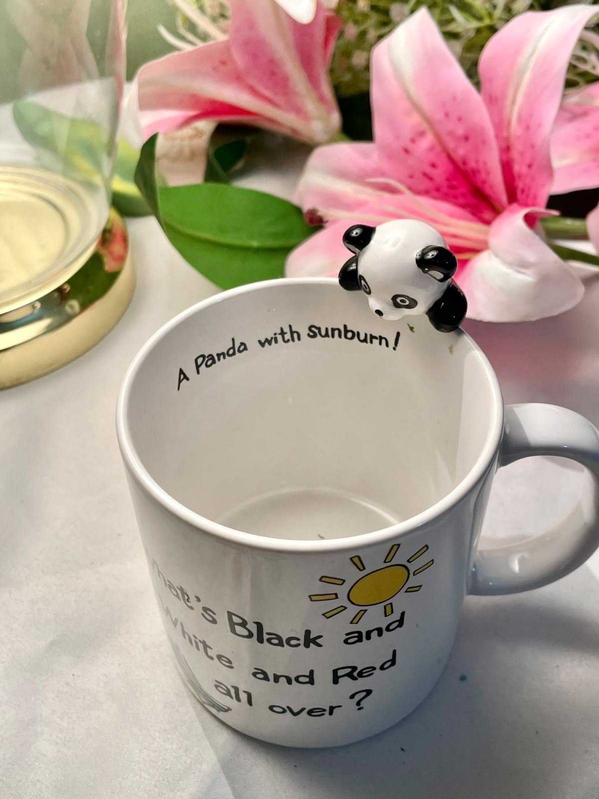 Panda Novelty Ceramic Mug Black White Yellow 10cm - 1 Piece