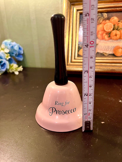 “Ring for Prosecco” Ceramic Hand Bell – Pink Novelty Bar Bell