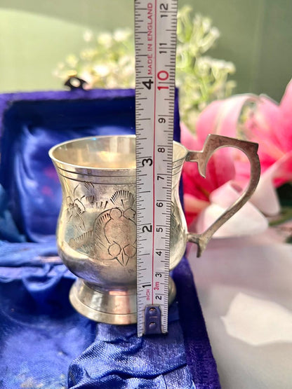 Silver Engraved Footed Mug 8 cm