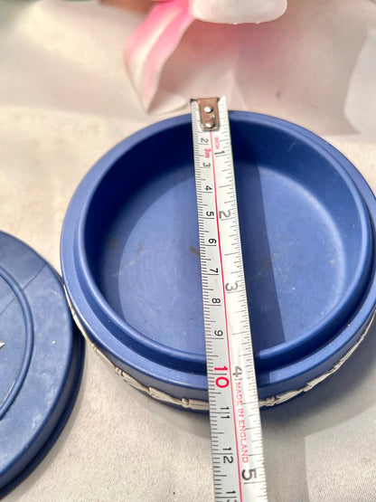 Wedgwood Jasperware Blue Round Lidded Trinket Box Approx. 11 cm