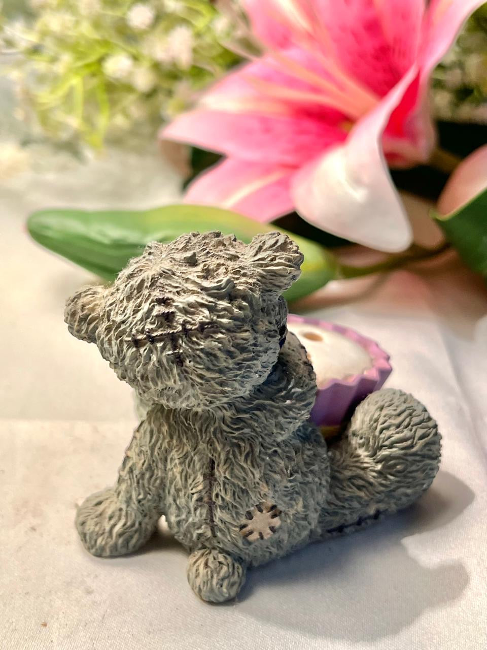 Vintage Teddy Bear Happy Birthday Cupcake Figurine 8 cm