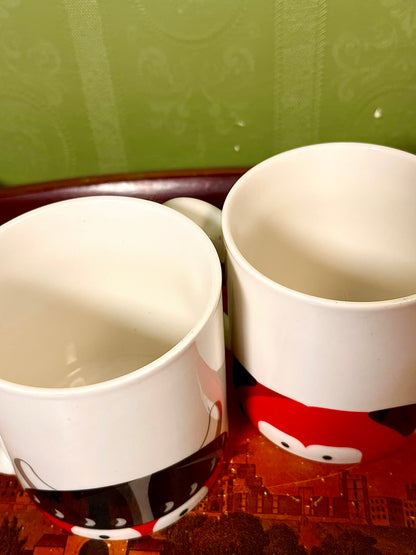 Animal Character Mugs Set of 2 Red Black White 10cm