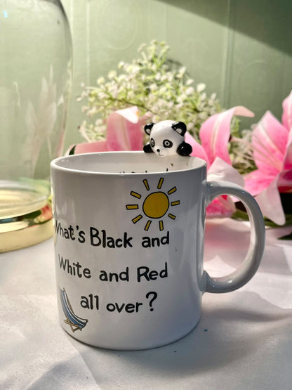 Panda Novelty Ceramic Mug Black White Yellow 10cm - 1 Piece