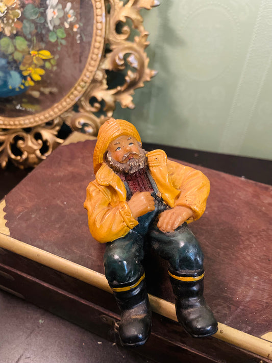 Vintage Fisherman Shelf Sitter Figurine Coastal Decor